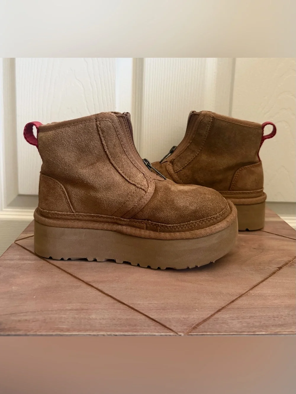 UGG Kids Brown Suede Platform Zip Ankle Boot